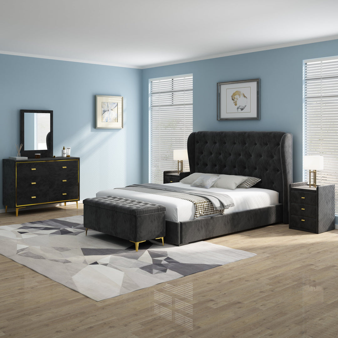Liberty Black Velvet King Bed