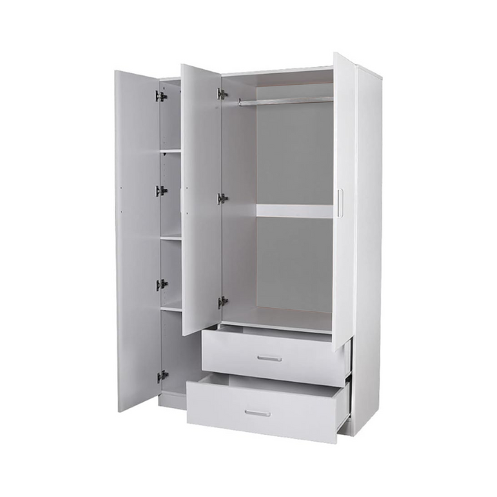 Beli 3 Door White Wardrobes with 2 drawers