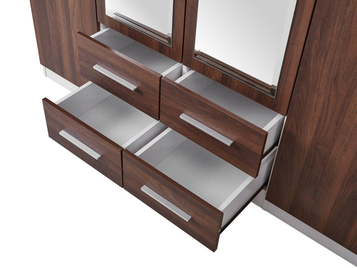 Dia 2 Tone Walnut and white 4 doors wardrobe - Easy Home Furniture