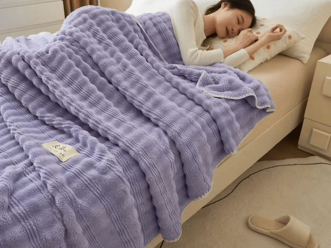 Faux Rabbit Fur Throw Blanket Purple 200 by 230 cm