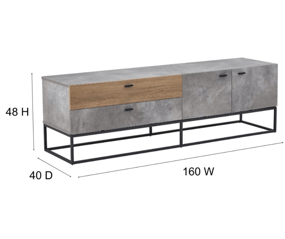 Jay TV Stand - Cement & Dark Oak - DLB Furniture