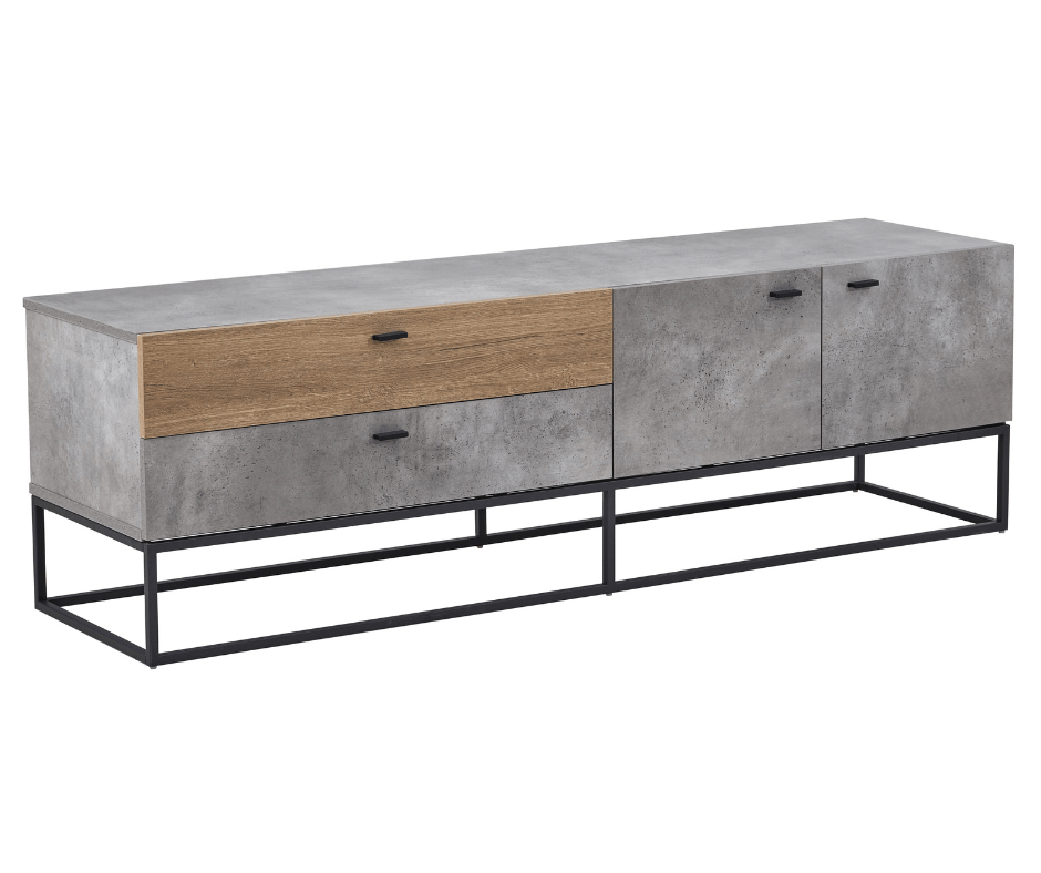 Jay TV Stand - Cement & Dark Oak - DLB Furniture