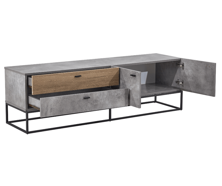 Jay TV Stand - Cement & Dark Oak - DLB Furniture