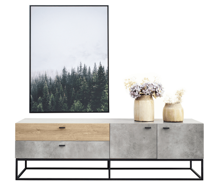 Jay TV Stand - Cement & Dark Oak - DLB Furniture