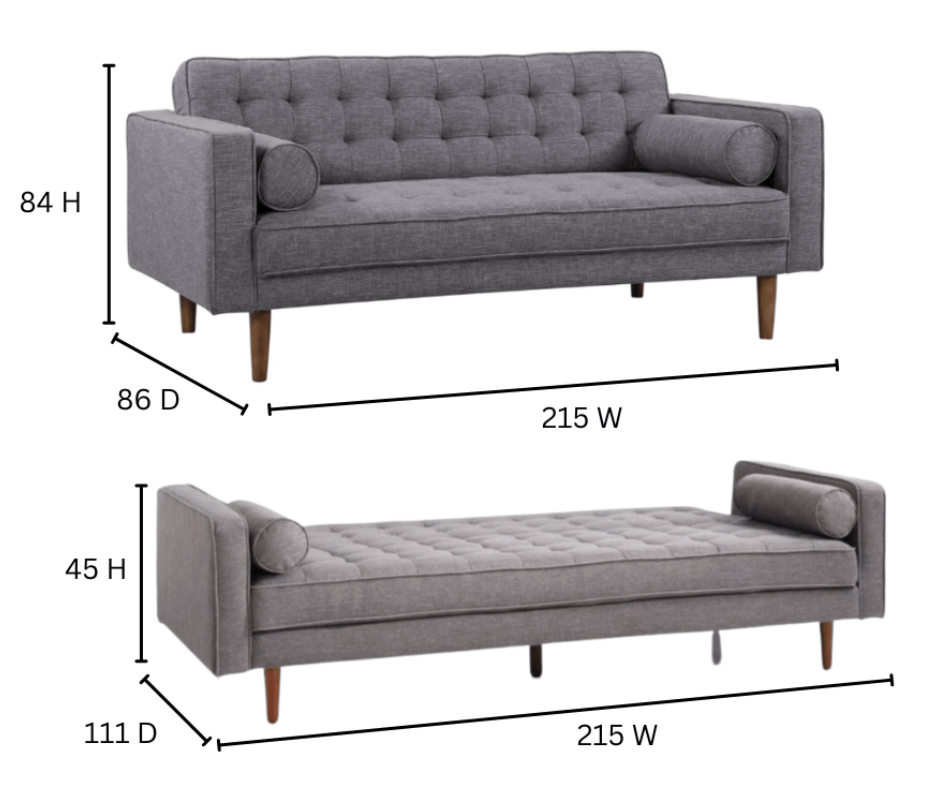 Sofia 3 Seater Sofa Bed - Dark Grey - DLB Furniture