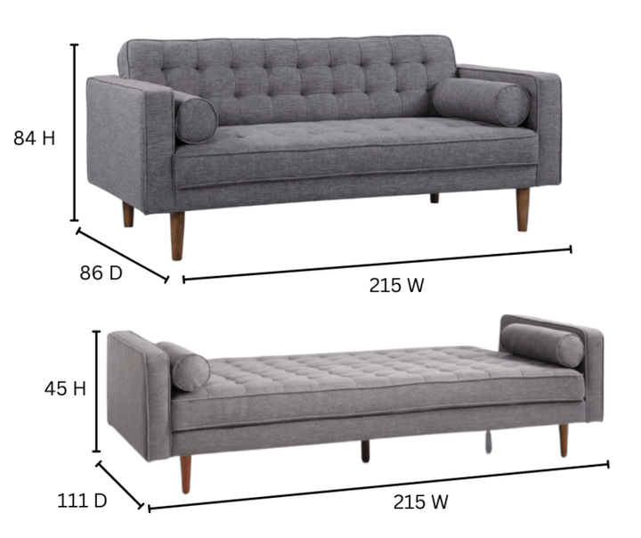 Sofia 3 Seater Sofa Bed - Dark Grey - DLB Furniture