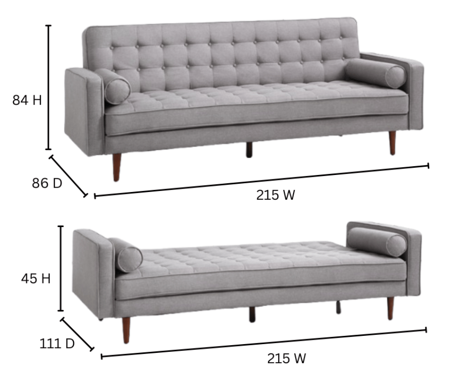 Sofia 3 Seater Sofa Bed - Grey - DLB Furniture