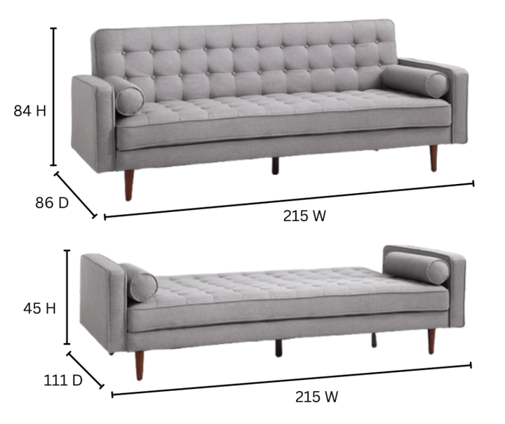 Sofia 3 Seater Sofa Bed - Grey - DLB Furniture