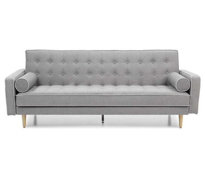 Sofia 3 Seater Sofa Bed Grey With White Pipping - DLB Furniture