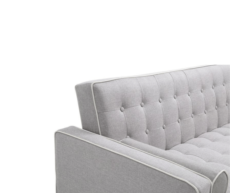 Sofia 3 Seater Sofa Bed Grey With White Pipping - DLB Furniture