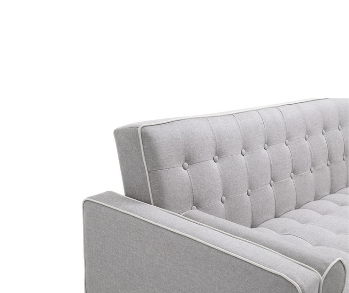 Sofia 3 Seater Sofa Bed Grey With White Pipping - DLB Furniture