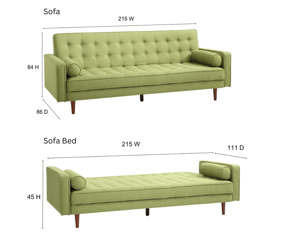 Sofia 3 Seater Sofa Bed - Green - DLB Furniture