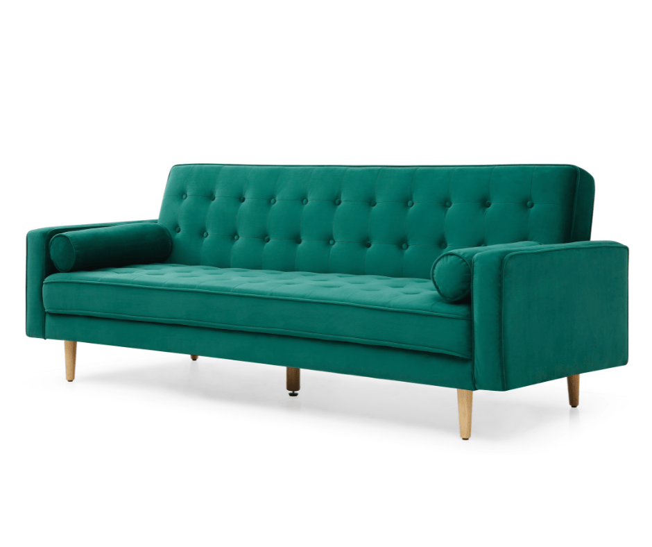 Sofia Sofa Bed 3 Seater - Velvet Green - DLB Furniture