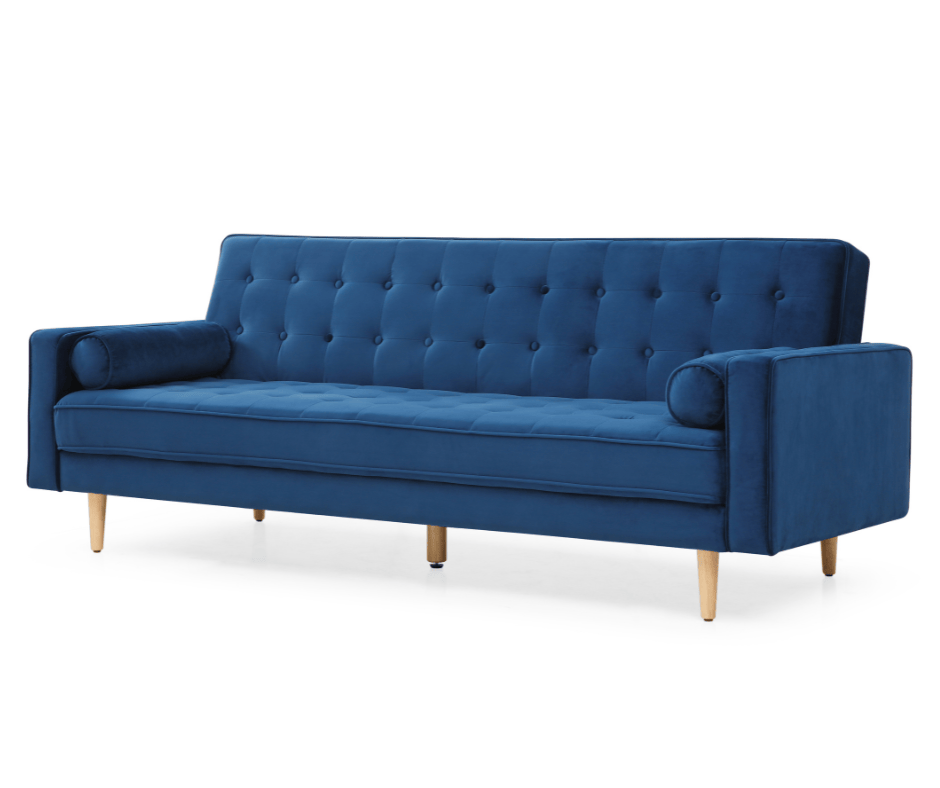 Velvet Blue Sofia Sofa Bed 3 Seater