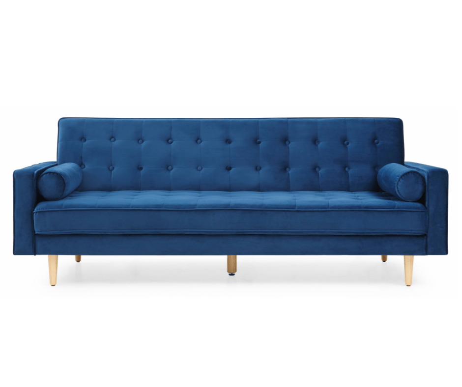 Sofia Sofa Bed 3 Seater - Velvet Blue - DLB Furniture