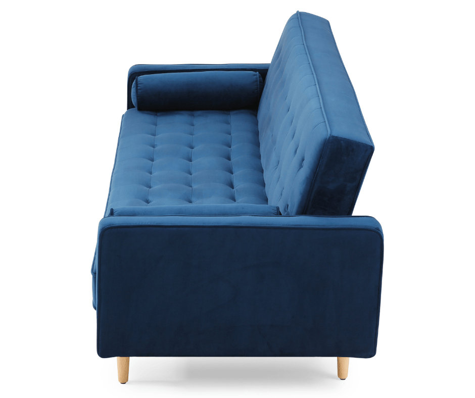 Sofia Sofa Bed 3 Seater - Velvet Blue - DLB Furniture