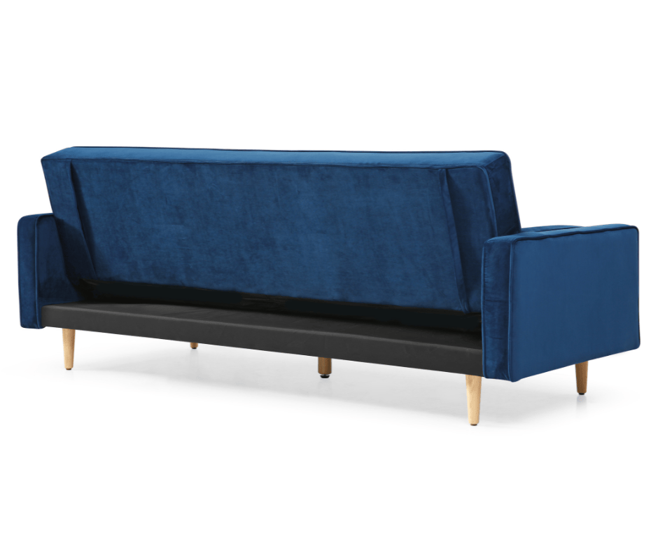 Sofia Sofa Bed 3 Seater - Velvet Blue - DLB Furniture