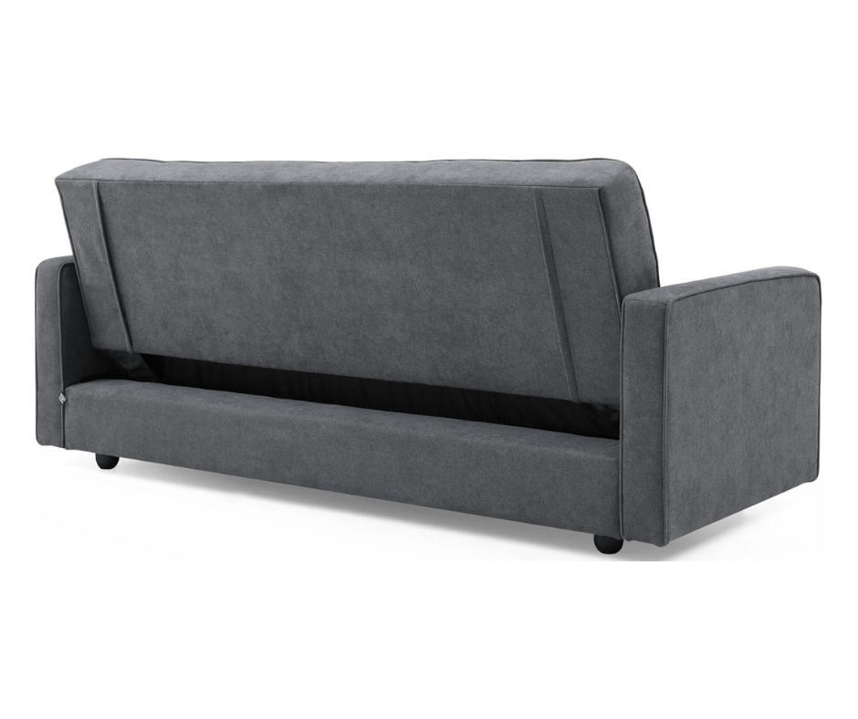 Junny 3 Seater Sofa Bed with Extra Middle Storage - Dark Grey - DLB Furniture
