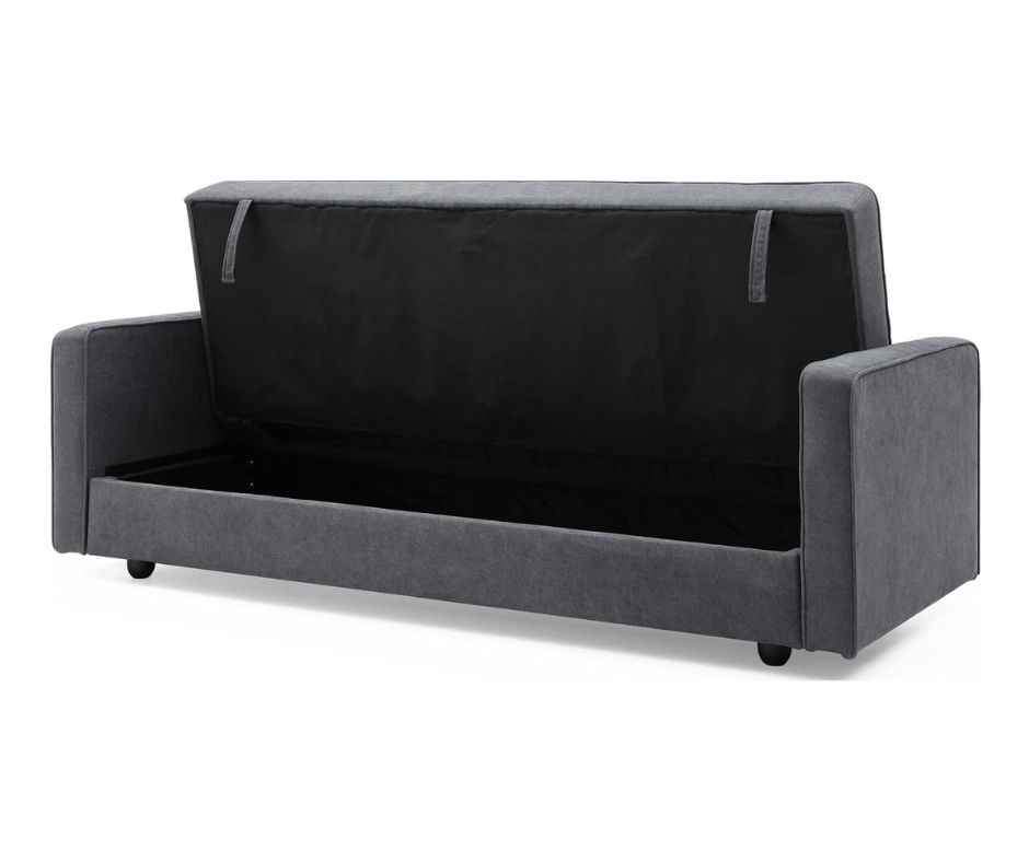 Junny 3 Seater Sofa Bed with Extra Middle Storage - Dark Grey - DLB Furniture