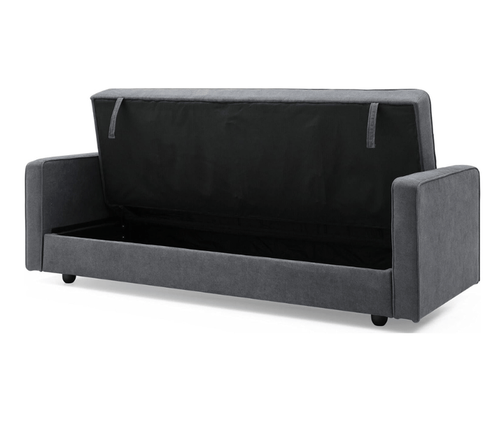 Junny 3 Seater Sofa Bed with Extra Middle Storage - Dark Grey - DLB Furniture