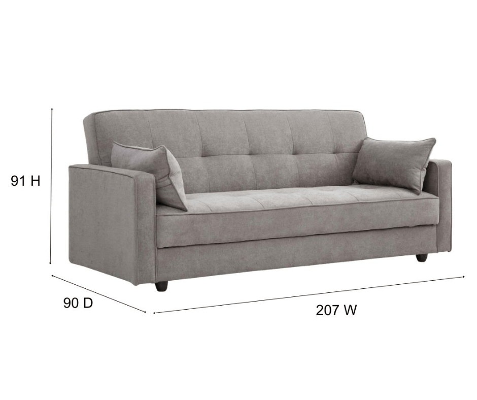 Junny 3 Seater Sofa Bed with Extra Middle Storage - Grey - DLB Furniture