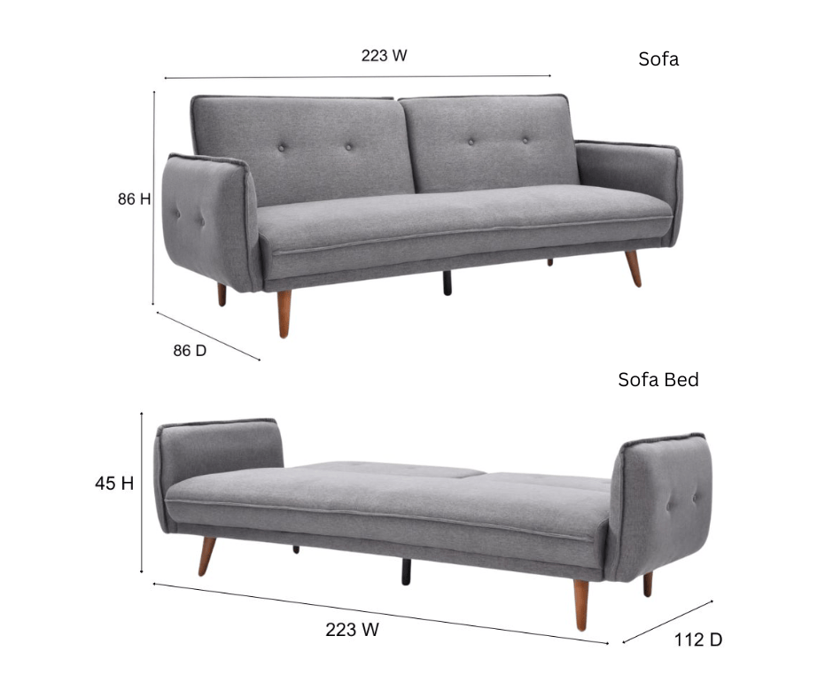 Sarah Sofa Bed SP111-2 - BL537 Dark Grey - DLB Furniture