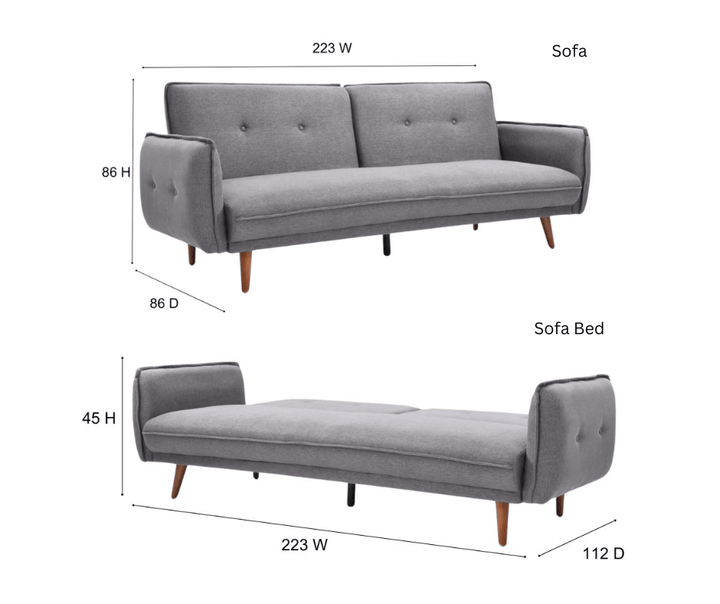 Sarah Sofa Bed SP111-2 - BL537 Dark Grey - DLB Furniture