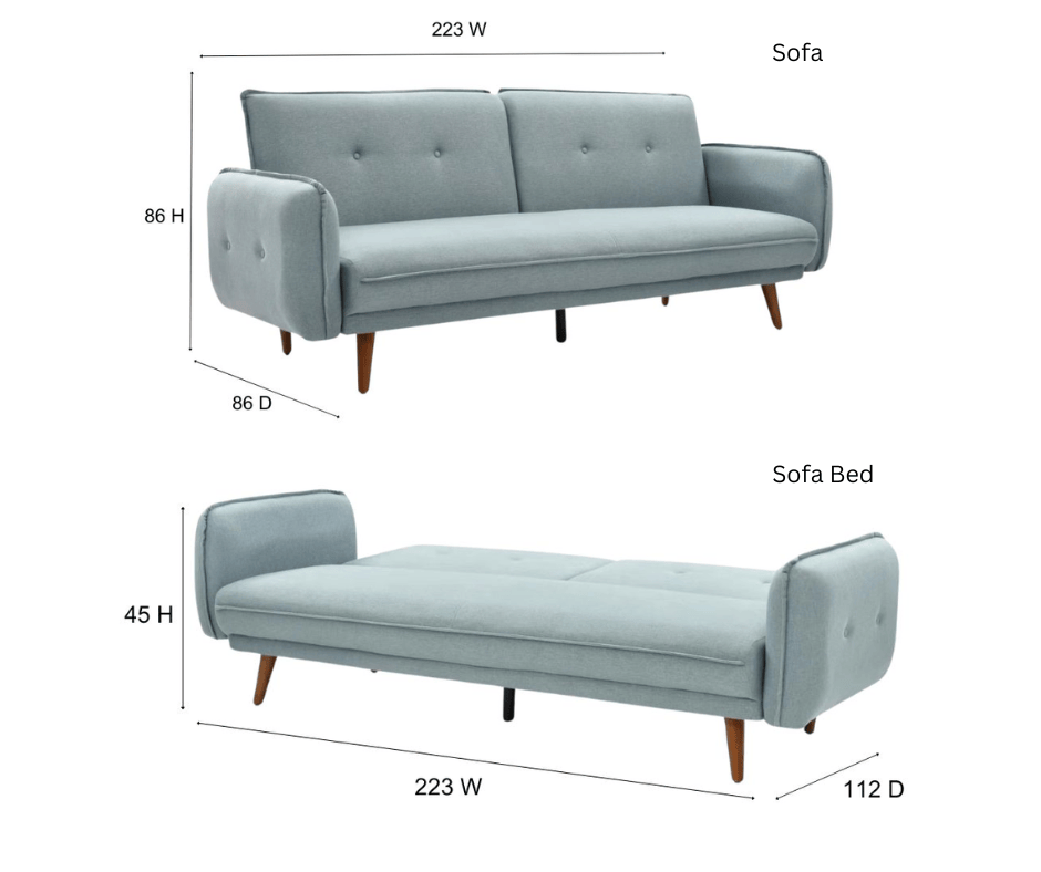 Sarah Sofa Bed SP111-2 - BL838 Light Blue - DLB Furniture