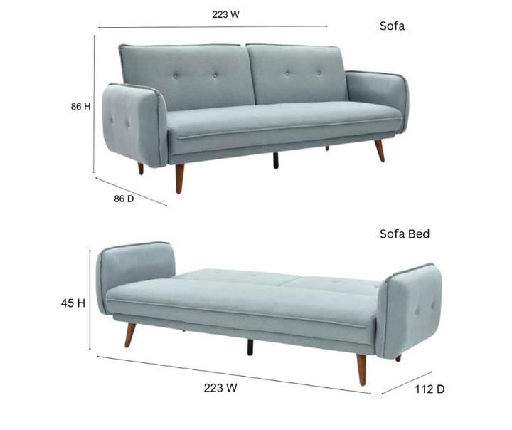 Sarah Sofa Bed SP111-2 - BL838 Light Blue - DLB Furniture