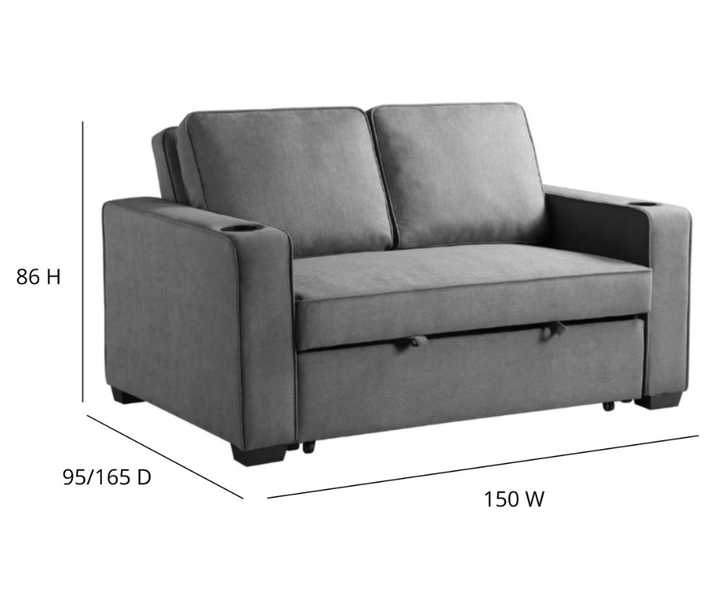 Miles 2 Seater Sofa Bed- Dark Grey - DLB Furniture