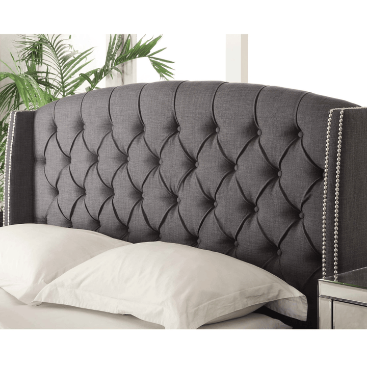 Summit Fabric King Bed Frame With Wings Charchoal - DLB Furniture
