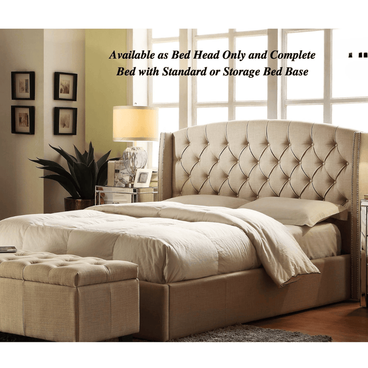 Summit Queen Fabric Bed Frame With Wings Beige
