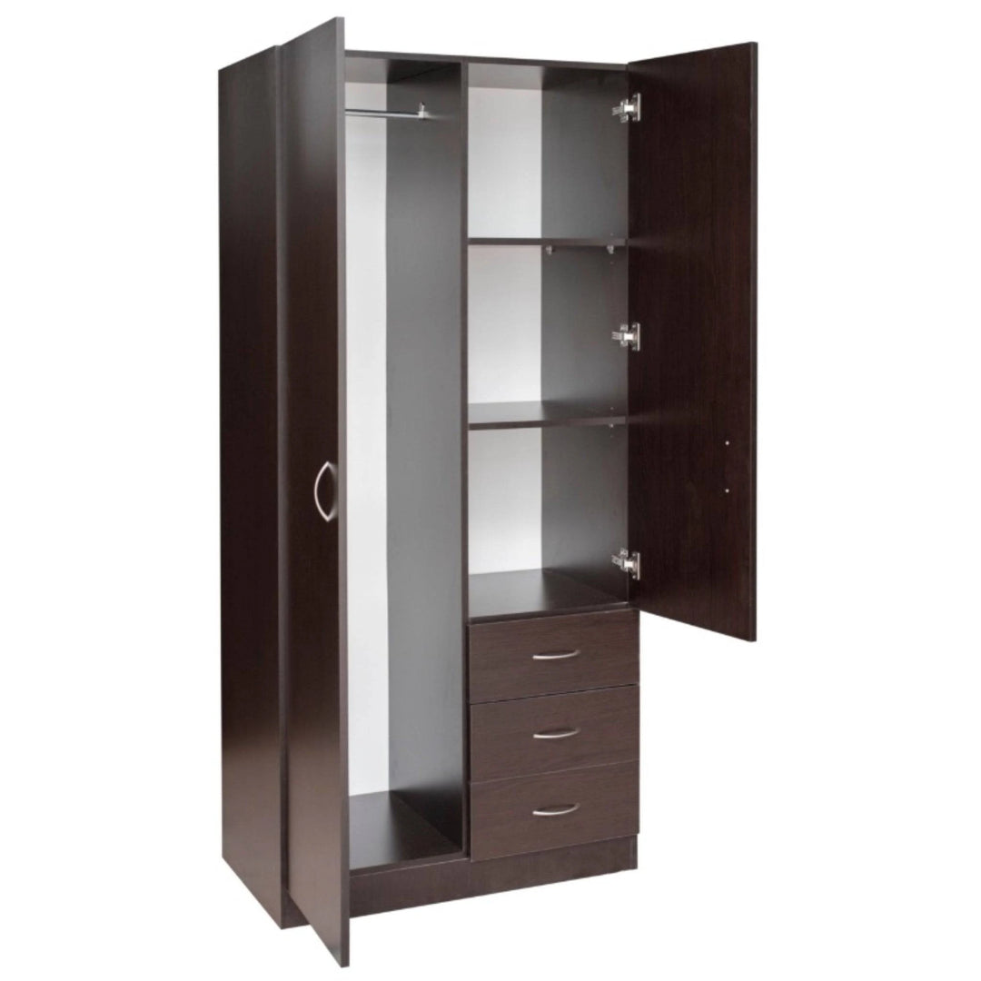 Metis 3 Drawers 2 Door Walnut Wardrobe