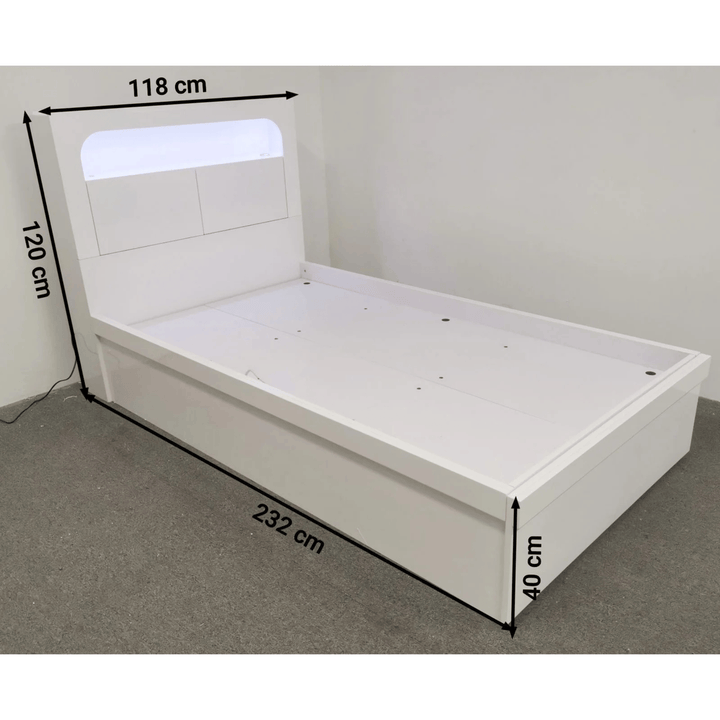 Minetto Gas Lift  King Single High Gloss White - DLB Furniture