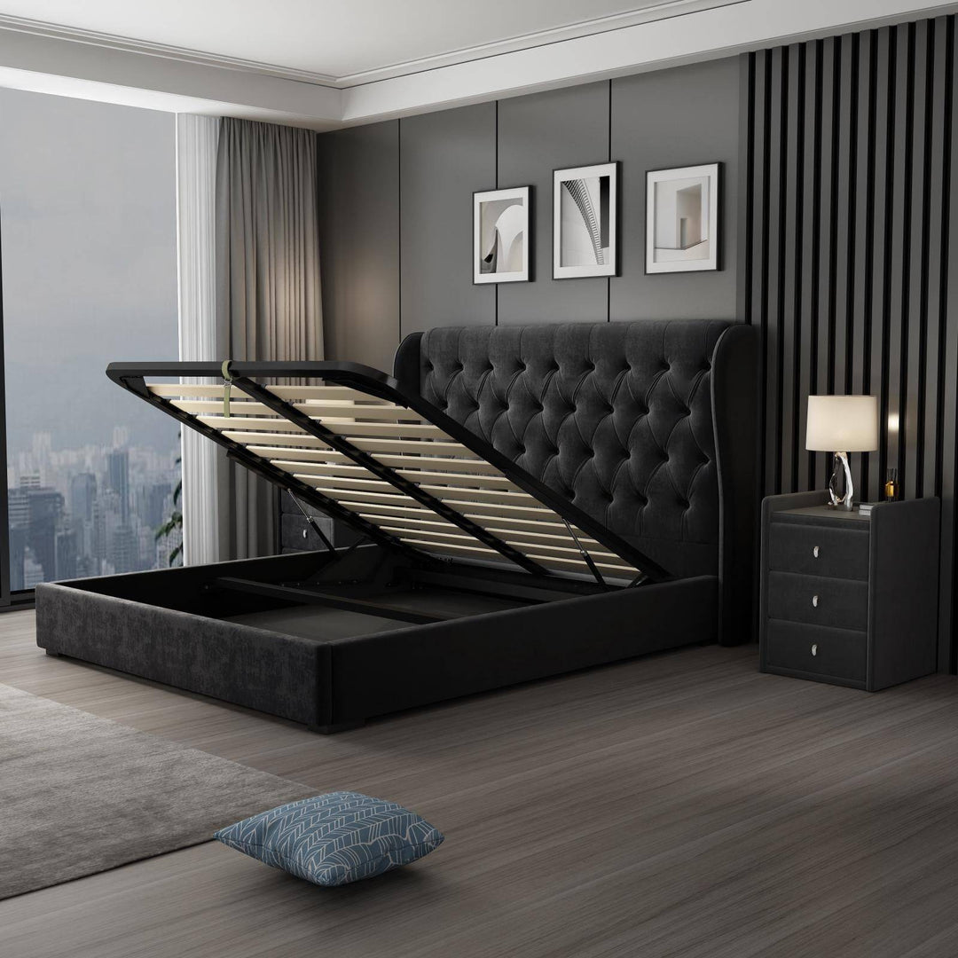 Liberty Black velvet king bed- DLB Furniture