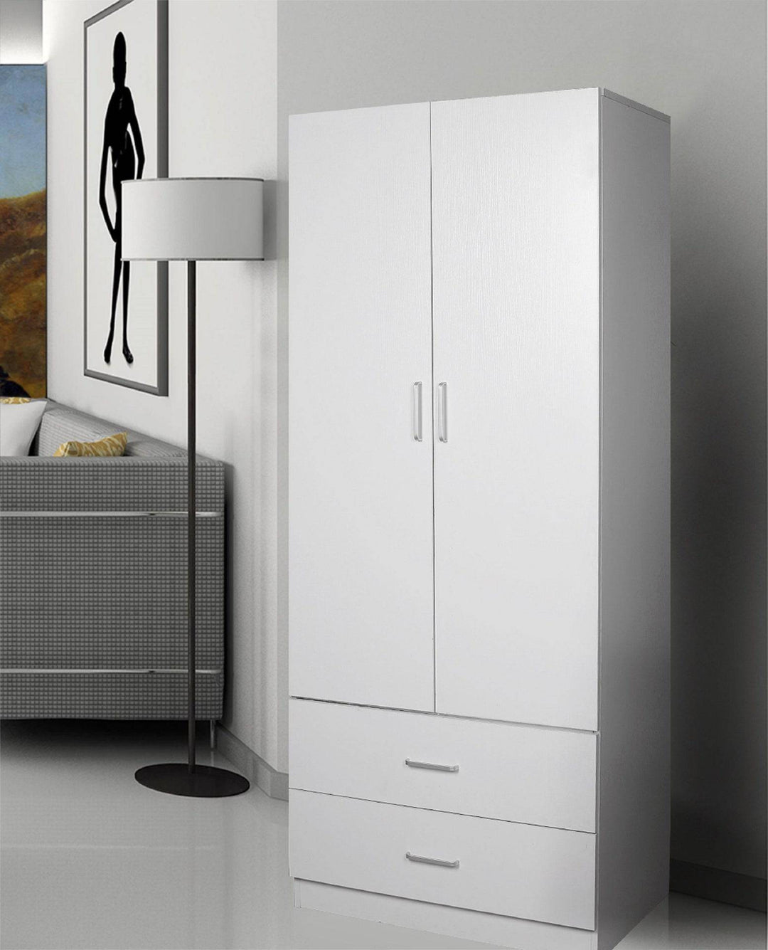 Dia Wardrobe with 2 doors 2 drawers Black - Easy Home Furniture