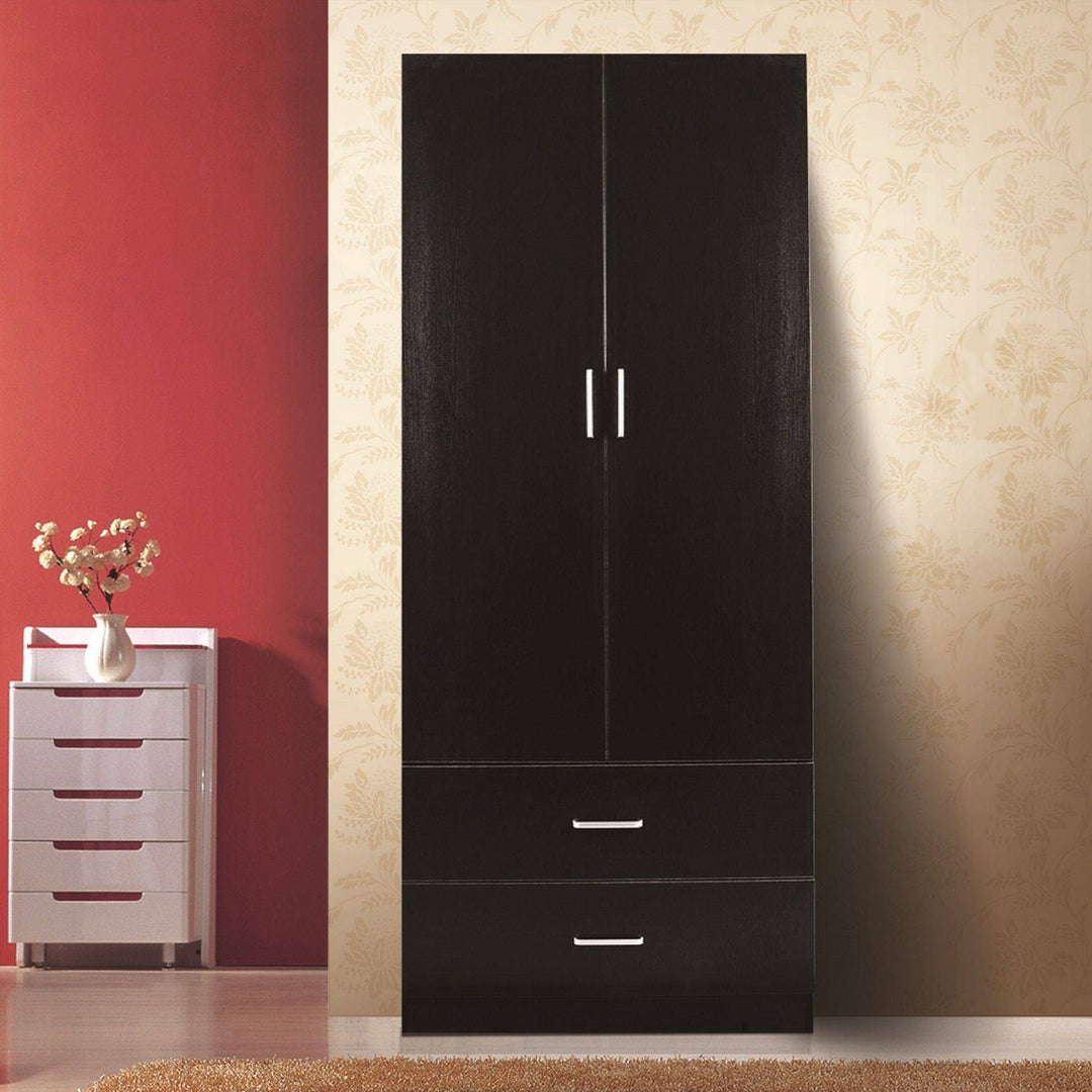 Dia Wardrobe with 2 doors 2 drawers Black - Easy Home Furniture