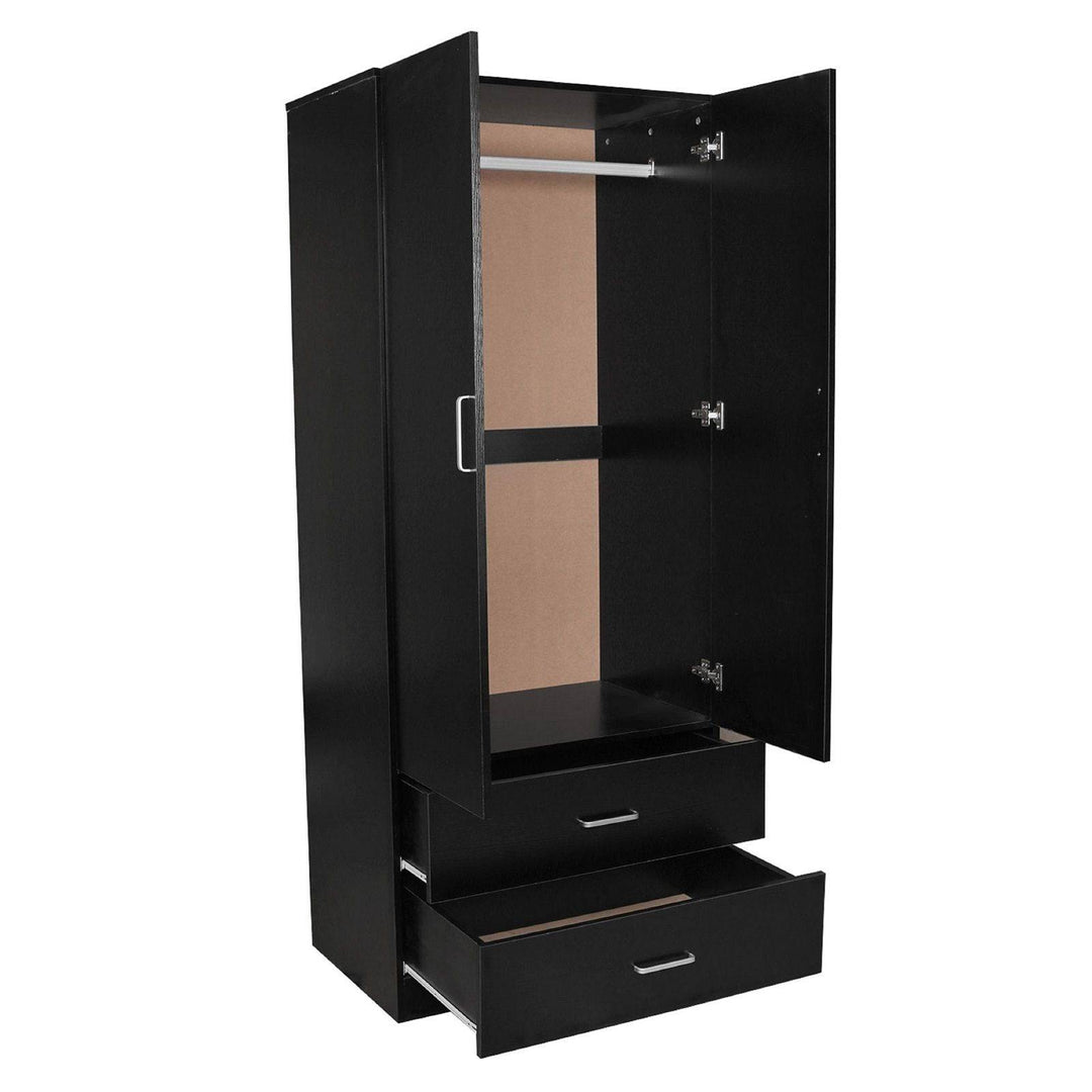 Dia Wardrobe with 2 doors 2 drawers Black - Easy Home Furniture