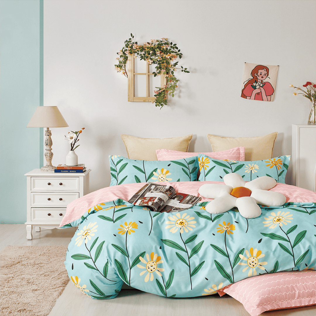 Botanist 5 Piece Bedding Set Microfiber 120 gsm- Double Sunflower Floral