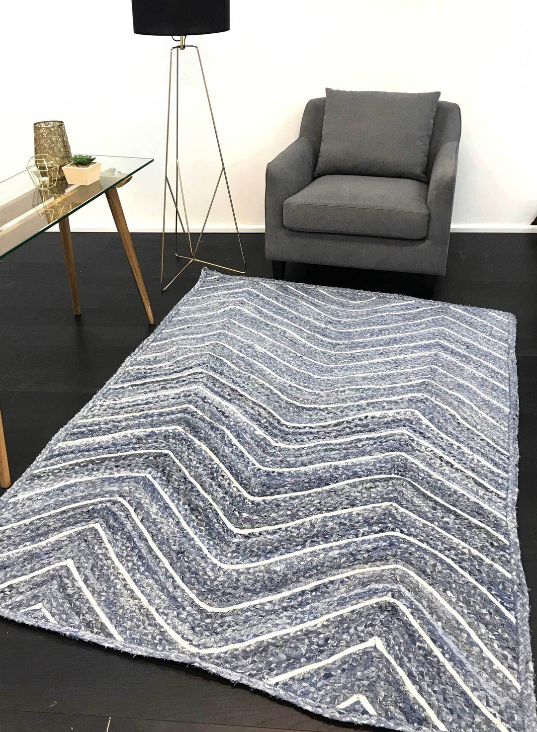 Artisan Blue Chevron Rug - DLB Furniture
