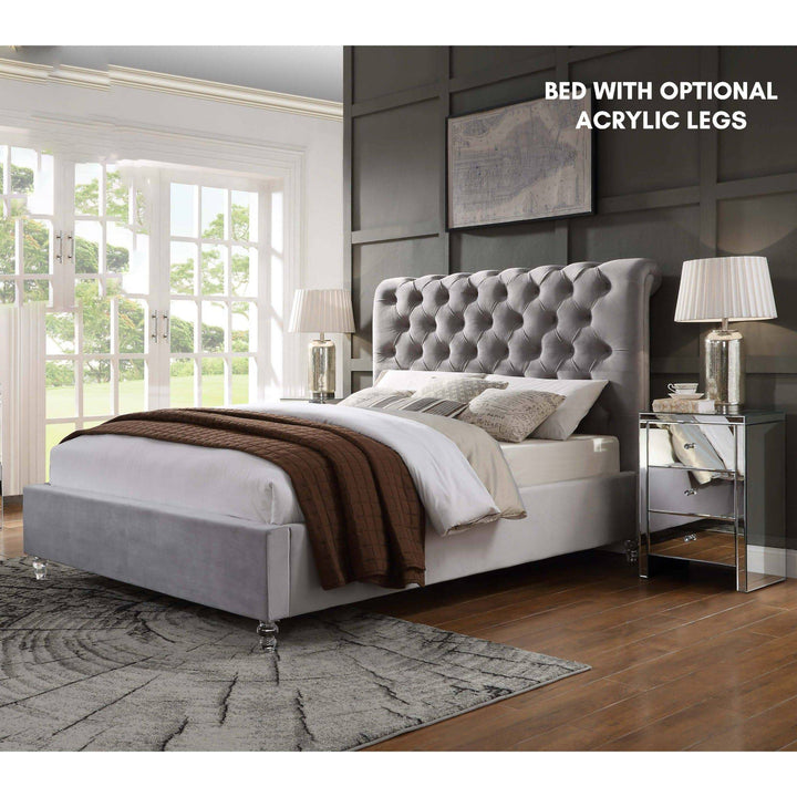 Frederic Velvet Bed Frame King - DLB Furniture