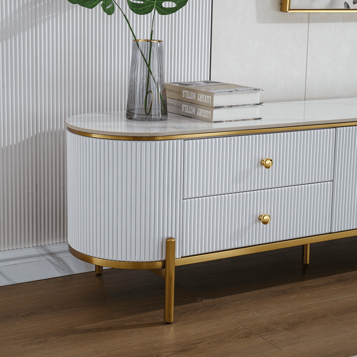 Phoebe Sintered Stone Top TV unit Glossy White - DLB Furniture