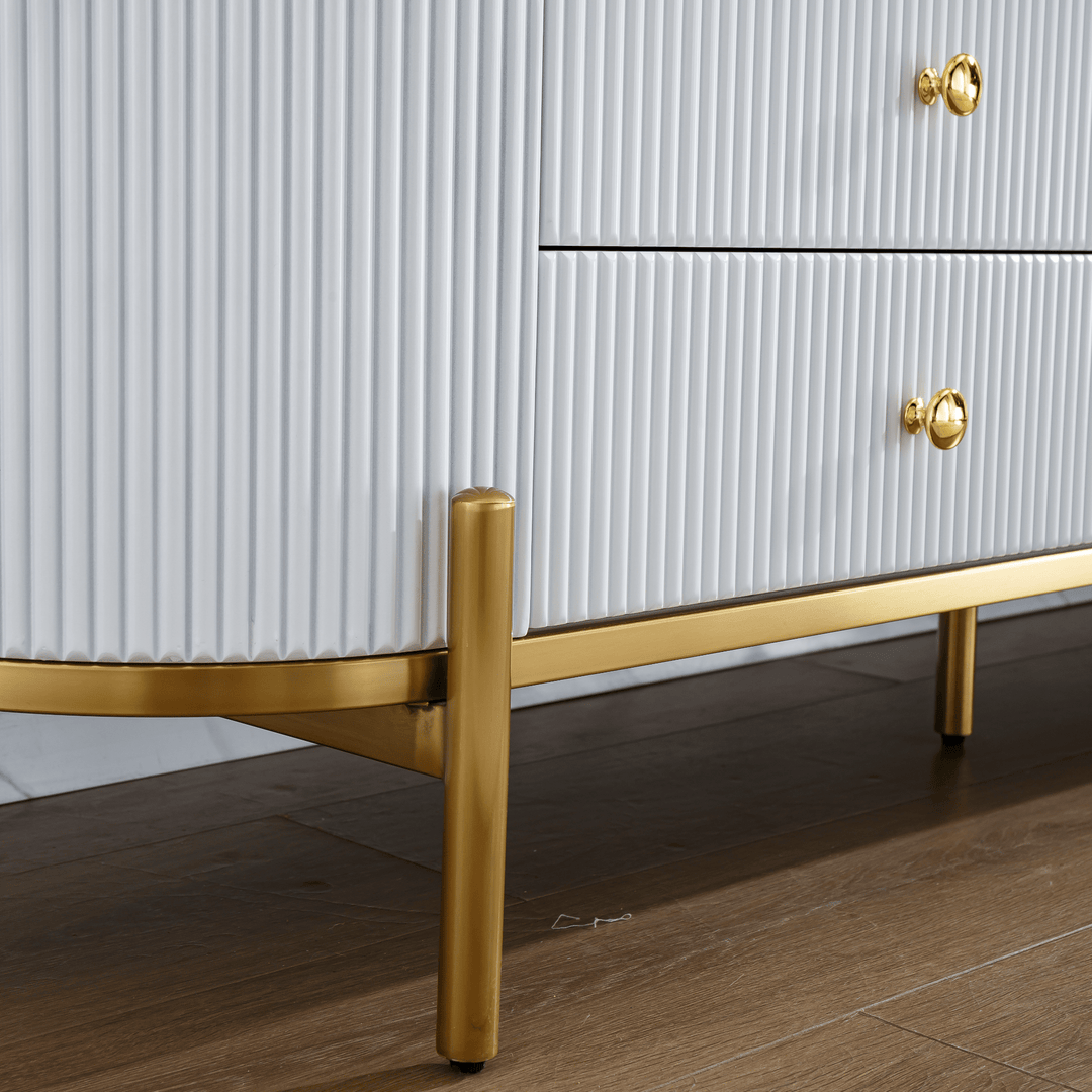 Phoebe Sintered Stone Top TV unit Glossy White - DLB Furniture
