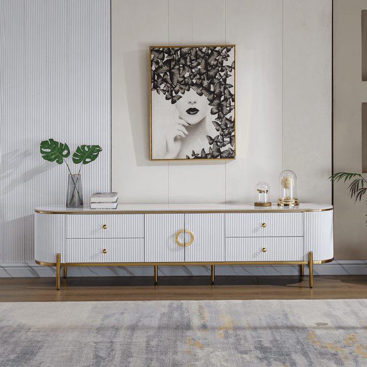 Phoebe Sintered Stone Top TV unit Glossy White - DLB Furniture