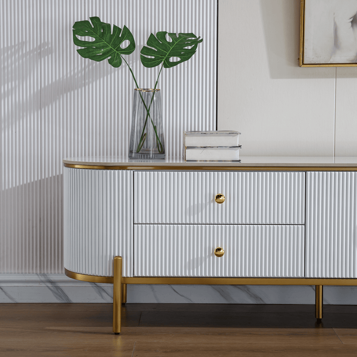 Phoebe Sintered Stone Top TV unit Glossy White - DLB Furniture