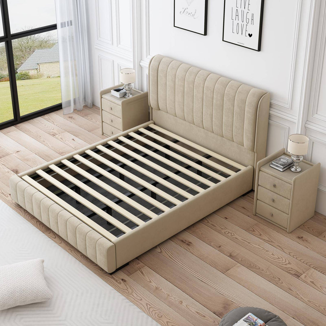 Europa Queen Velvet Bed Frame - DLB Furniture