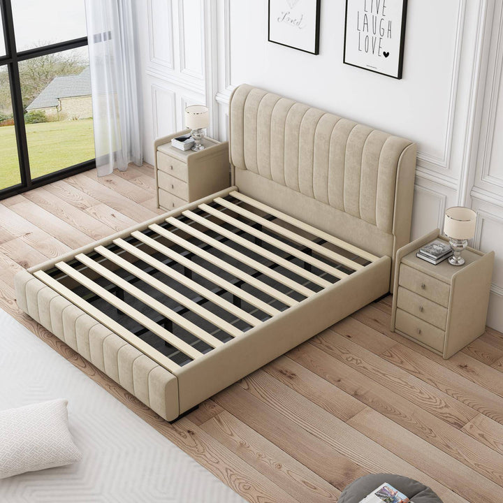 Europa Queen Velvet Bed Frame - DLB Furniture
