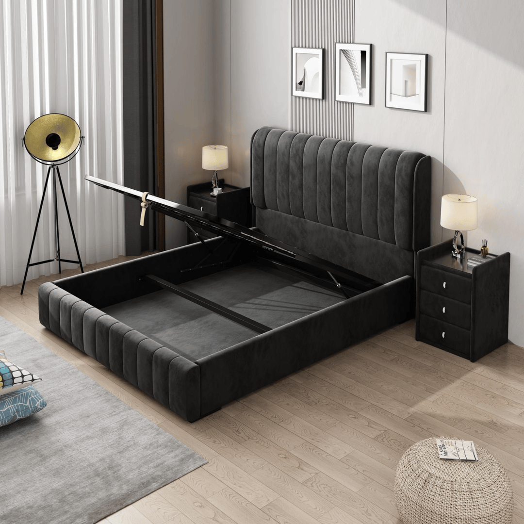 Europa Velvet Beige King Bed Frame - DLB Furniture