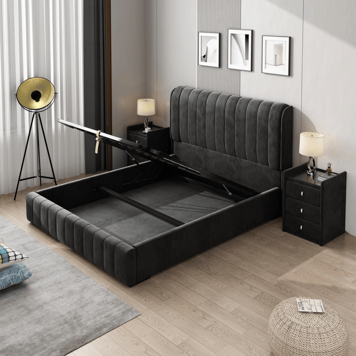 Europa Velvet Beige King Bed Frame - DLB Furniture