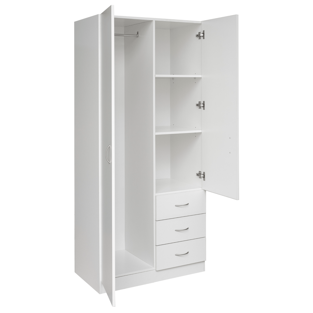 Metis 3 Drawers 2 Door White Wardrobe
